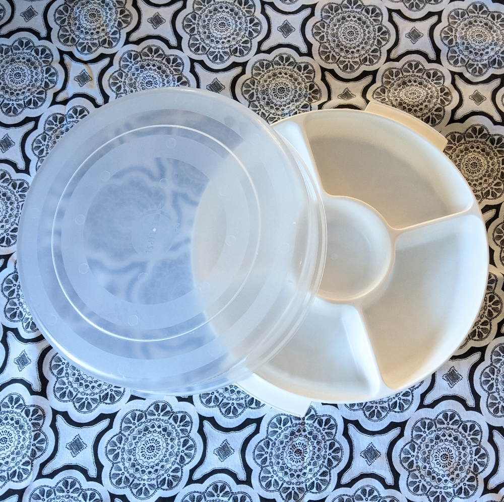 White plastic divided tray